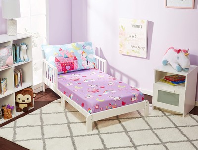 Toddler Fitted Sheet and Pillowcase Set - Unicorn Dreams - Soft Breathable Mi...