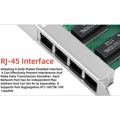 Durable 4 RJ45 Port Gigabit Server Adapter Ethernet Card Replacement Part - Afbeelding 10 van 13