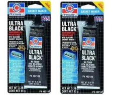 2pc - PERMATEX Ultra Black 82180 Max Oil Resist RTV Silicone Gasket Maker 3.35oz