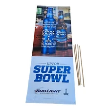 Vintage Bud Light Beer Superbowl XLIX Football 2014 Vinyl Ad Banner 59.5" x 22"