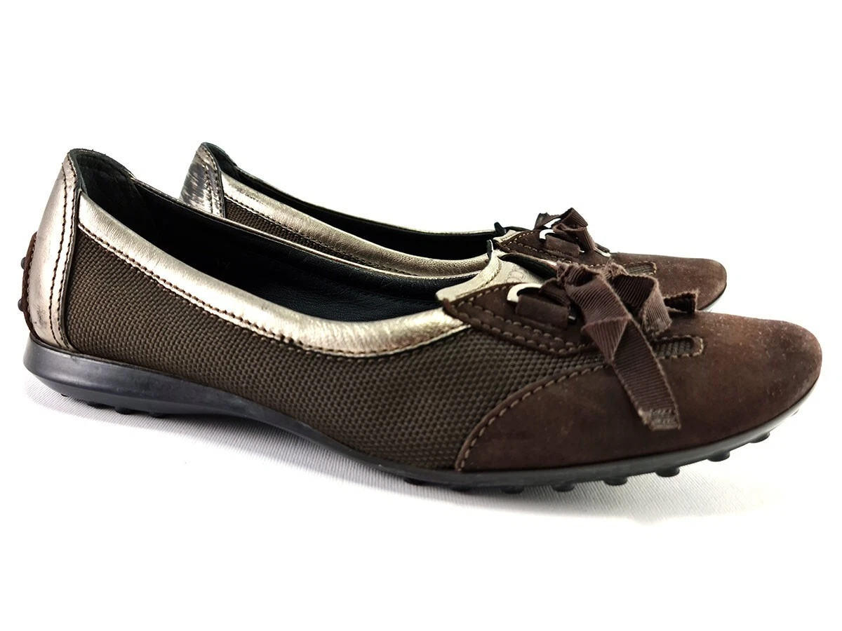 Ballerine ballerine Tod’s marroni scamosciate scarpe da donna taglia US 7 EU 37