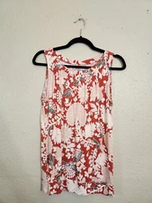 Loft Outlet Women's Multicolor Floral Round Neck Sleeveless Blouse Size Small