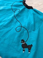 Teal Poodle Skirt Circle Skirt Elastic Waist Hip Hop 50's shop Juniors size 3 