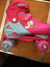 Girls Quad Roller Skates Adjustable Large 38-41 7-9 Glitter Light Up Wheels