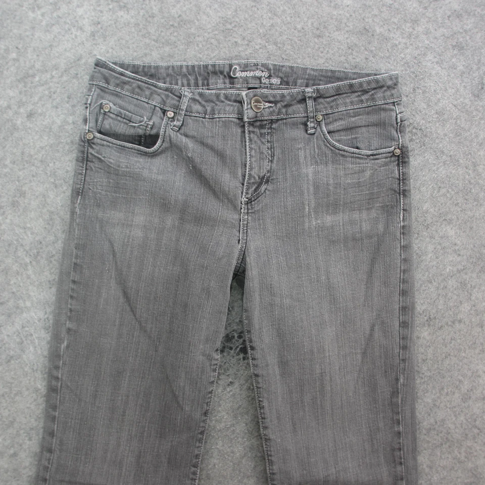 Pantalones de mezclilla para mujer Common Genes 8 grises lavados claros tiro bajo rectos Foto 2 de 4