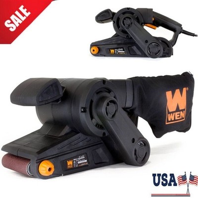 Compact 7-Amp 3 x 21-Inch Corded Electric Heavy-Duty Belt Sander with Dust Bag