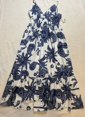 #ad Women’s Spaghetti Straps Maxi Dress Size XL Sun Print V Neck Adjustable NEW $15.99