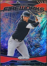 2025 Panini Prizm #22 Spencer Jones Fireworks Red Pulsar Prizms /399 Baseball NM