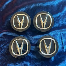 4x Acura Wheel Center Caps Chrome Logo Black Badge For Acura Rdx Mdx