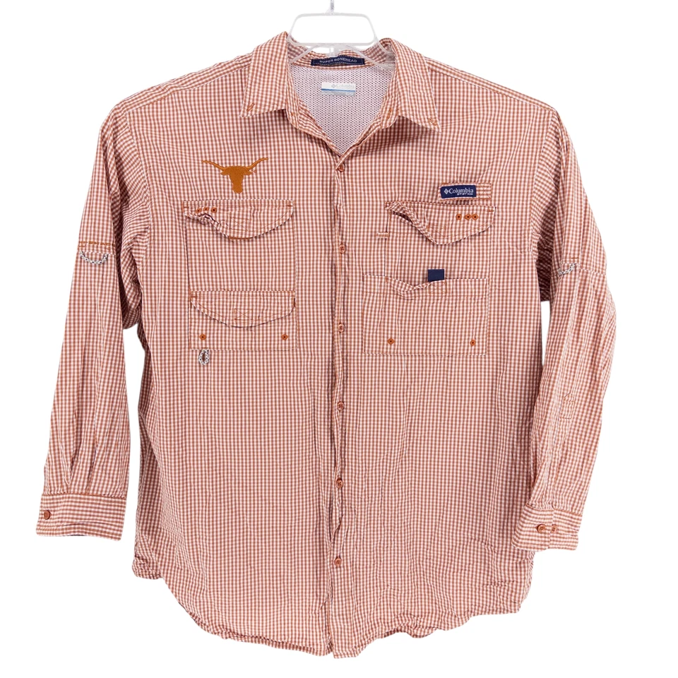 Texas Longhorns Columbia PFG Super Bonehead Shirt Men's XL Orange Vented L/S - Image 2 of 4