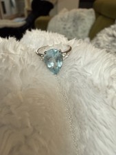 Cocktailring Silber Gr. 54 mit blauem Tropfen...