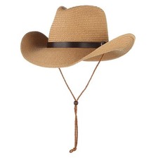Wide Brim Straw Cowboy Hat for Men Women Western Cowgirl Sun Hat Packable UPF...