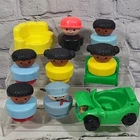 Vintage 90s Fisher-Price Little People Chunky Figures Lot Race Car Wheelchair