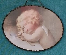 Bessie Pease Gutmann Framed Print of Blind Cupid Sleeping ~ Oval Chain 11" Frame