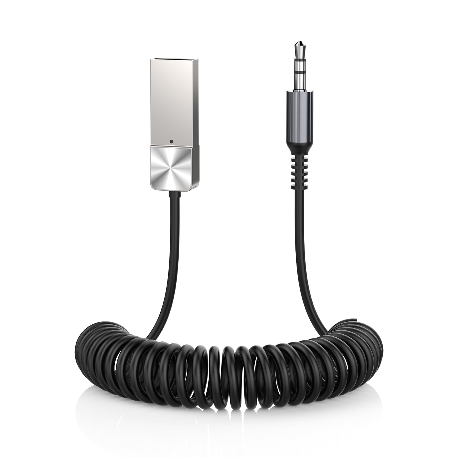 Bluetooth 5.3 Aux Adapter USB to 3.5mm Audio Receiver with Built-in Mic