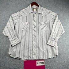 Wrangler Western White Striped Shirt Button Pearl Snap Up Long Sleeve Mens 2XL