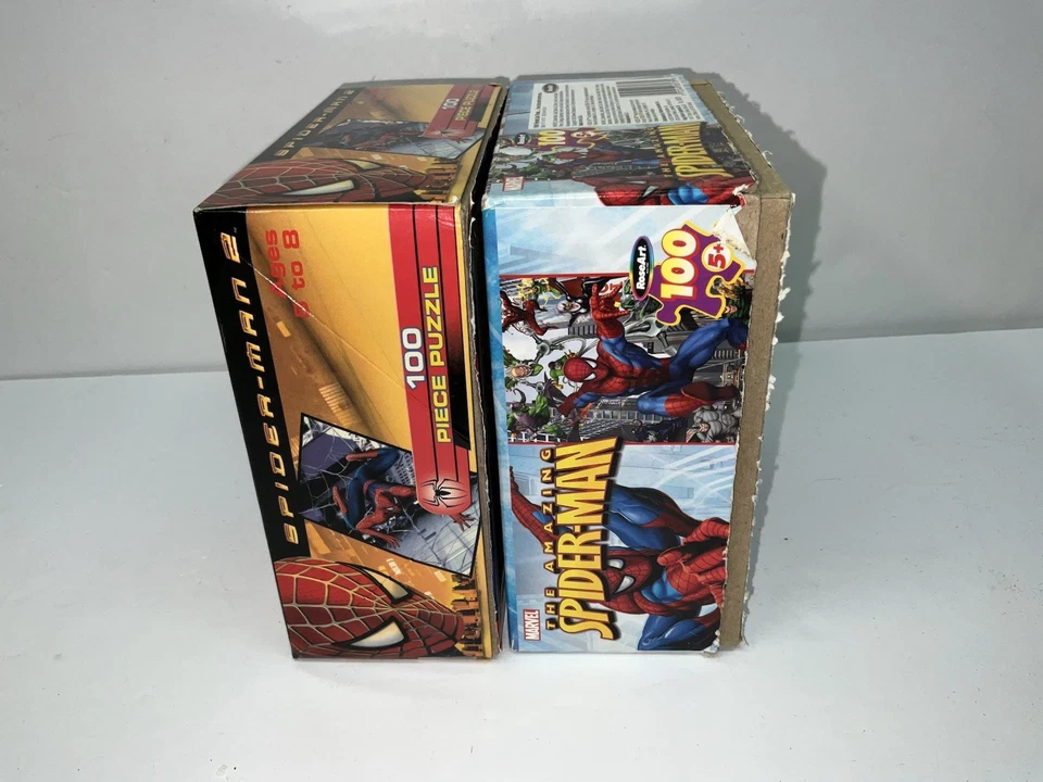 Lote de 2 rompecabezas de 100 piezas Marvel Comics Spider-Man (2003-2004) caja abierta, completo Foto 2 de 4