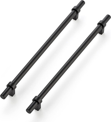30 Pack Matte Black Cabinet Pulls 12-5/8'' Length with Square Base Handles