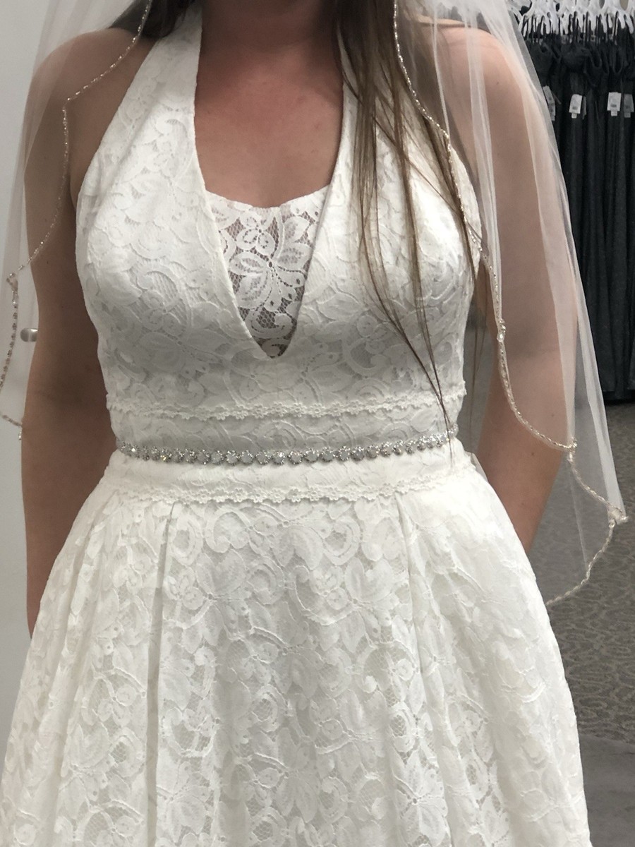 Galina Halter Wedding Dress with Removable Modesty Panel | eBay