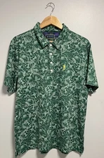 William Murray Mens Southern Charm Magnolias Dogwoods Green Polo Golf Shirt L