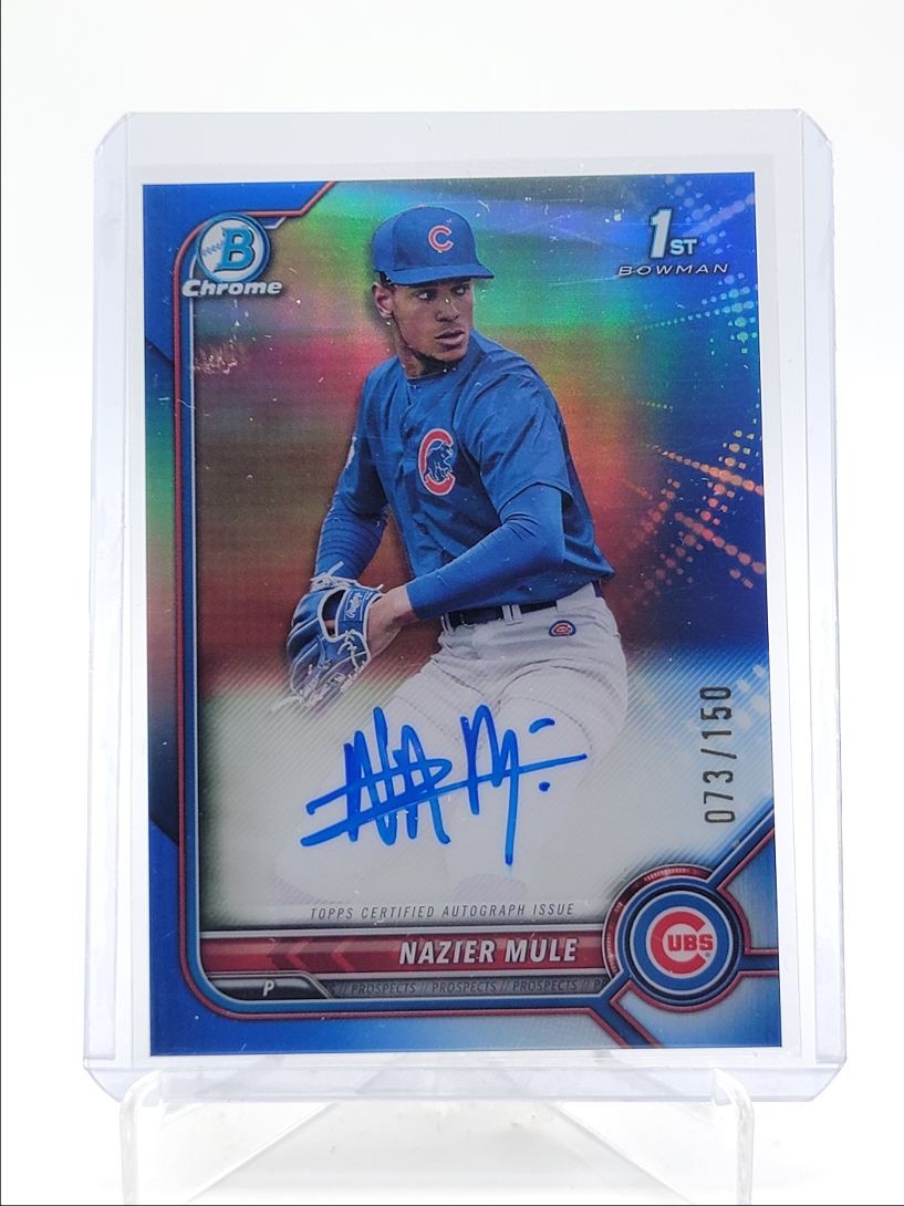 NAZIER MULE 2022 BOWMAN CHROME DRAFT 1ST BLUE REFRACTOR A AUTO /150 Q0566