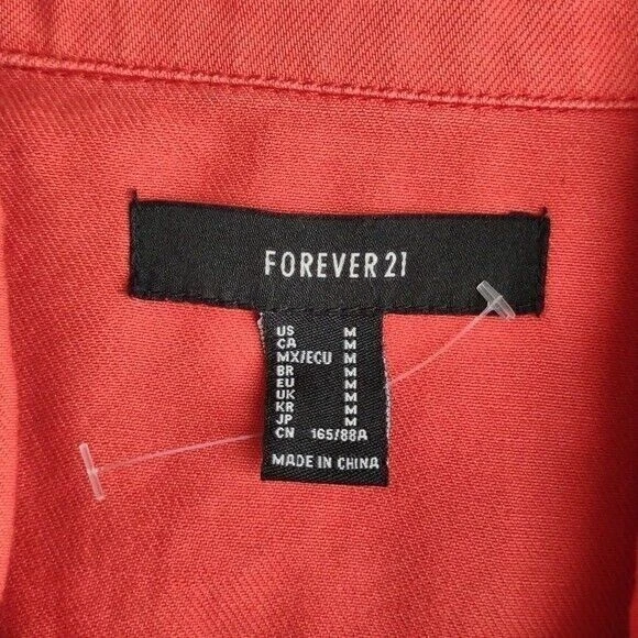 Chaqueta utilitaria Forever 21 Snap Front naranja bolsillo de carga mediano militar Gorpcore Foto 3 de 4