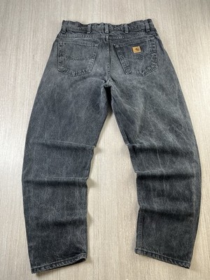 Carhartt B17 Jeans Relaxed Fit Tapered Leg 34x30 Black Denim Vintage USA Made