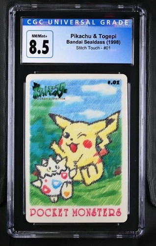 CGC 8.5 NM/Mint+ | Pokemon JPN Sealdass Stitch Touch Pikachu & Togepi #01 Card