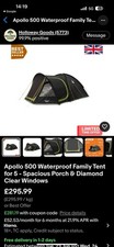 Vango Apollo 500 Family Tent 5-Person with Large Porch Fresh &Black