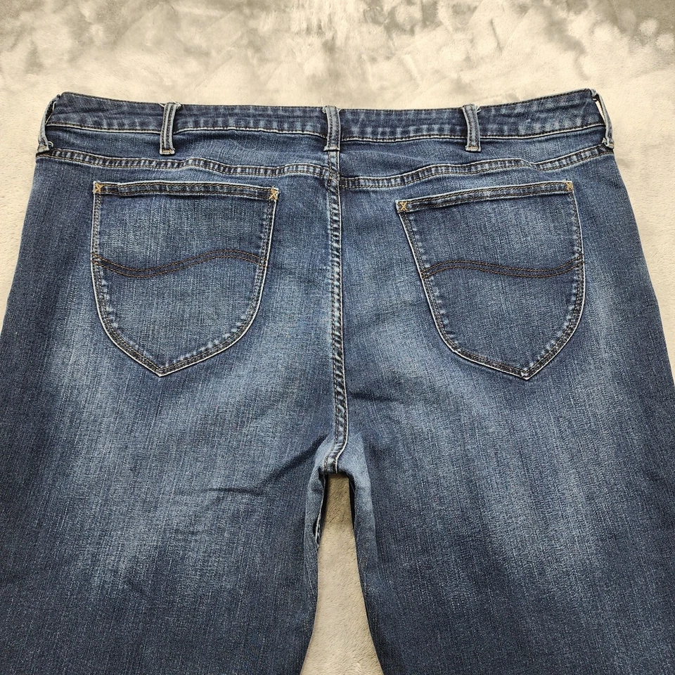 Pantalones de mezclilla Lee Riders para mujer 22 azules tiro medio corte bota elástico lavado oscuro informales Foto 4 de 4