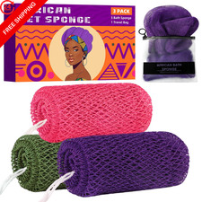 African Net Sponge 3 Pack with 1 Count Pack of 3 , Purple, Pink, Dark Green