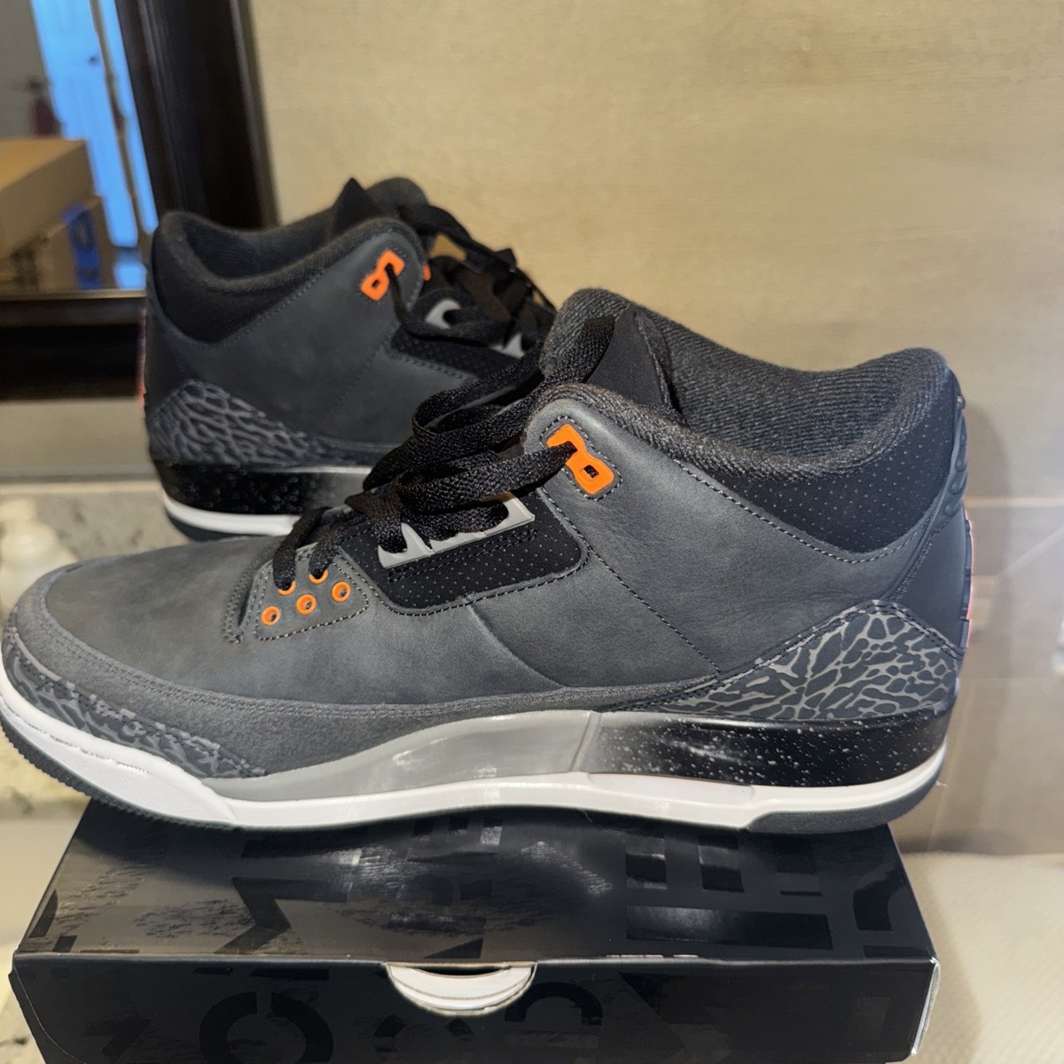 New Nike Air Jordan 3 Retro Fear Pack Night Stadium-Ttl Orange Sz