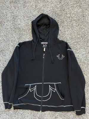 True Religion Logo Y2K Vintage Zip Up Hoodie Graphic Mens Size X