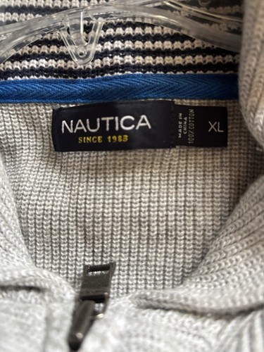 NWT NAUTICA ~Size XL~ Men's Sweater Jacket Full Zip Sand 100% Cotton Ribbed - Picture 6 of 6