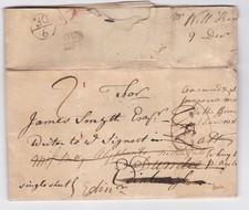 1765 LONDON BISHOPMARKS ON LETTER BY WILLIAM KINLOCH TO JAMES SMYTH AT EDINBURGH