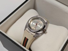 Gucci Sync L Silver Dial White Rubber Strap Women's Watch - YA137302 From JAPAN