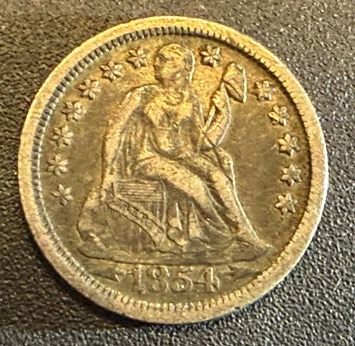 1854-P Seated Liberty Silver Dime with Arrows Appears XF