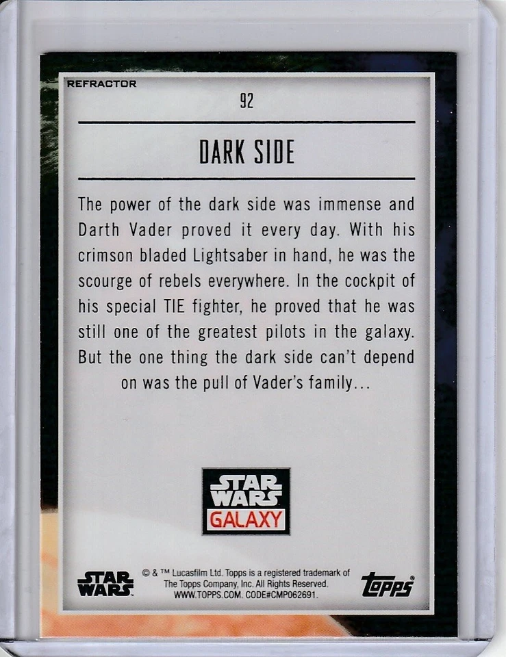 2023 Topps Chrome Star Wars Galaxy Darth Vader #92 Dark Side Silver Refractor - Image 2 of 2