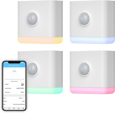 4-Pack Multi-Function Night Light with Motion & Illumination Sensors, RGB