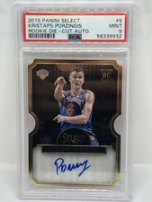 2015-16 Panini Select Die-Cut Auto #5 Kristaps Porzingis New York Knicks RC Rook