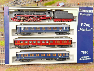 Fleischmann  7895 Spur N 4-tlg. F-Zug Merkur Dampflok BR 01 limitiert Licht OVP