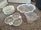 Fenton Vintage Opalescent Hobnail Moonstone White Ruffled Dishware
