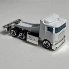 Vintage 1991 Hot Wheels White Semi Truck Cab Hauler Diecast 1:64 Loose