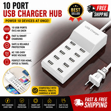 10-Port Multi USB Charger Station Hub Wall Fast Charging Power Adapter For Phone