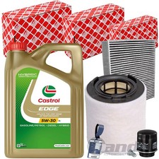 FEBI FILTERSET+CASTROL 5W30 ÖL passend für VW POLO 6R AUDI A1 8X SKODA FABIA 2