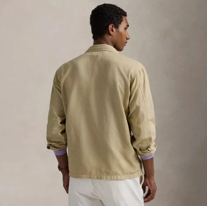 Mens Polo Ralph Lauren Surrey Tan Linen Cotton Overshirt Jacket XXL New - Image 2 of 4