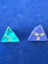 Two Vintage D4 White Pips Polyhedral Die RPG AD&D Game science ? See Description
