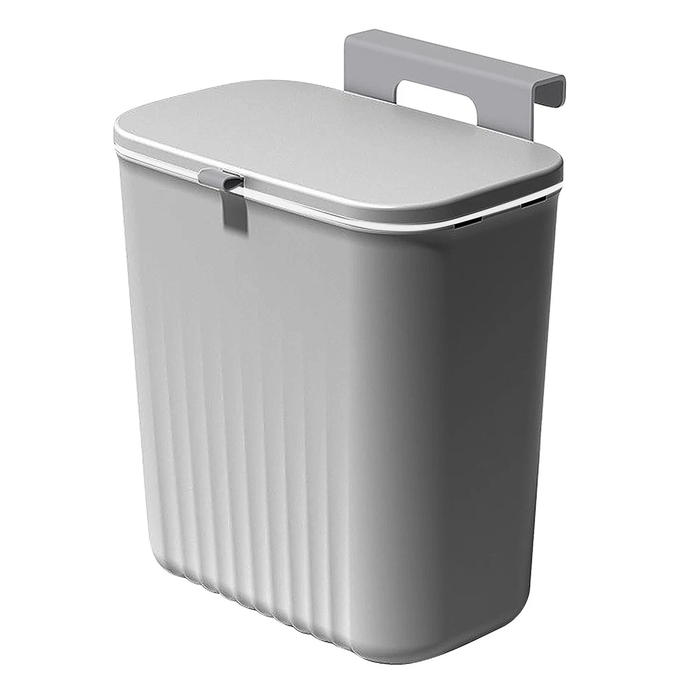 Tür-Abfalleimer, kompakter Mülleimer mit Deckel zum Einhängen an Küchenschrank - Bild 2 von 4