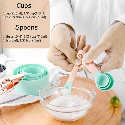 Juego de 8 tazas y cucharas medidoras de acero inoxidable para cocinar - Picture 7 of 7
