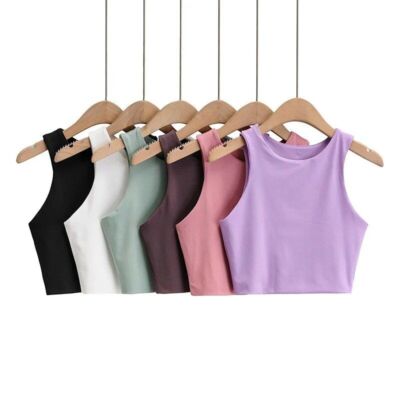 S M Sexy Mode Top O-Ausschnitt Ärmellos Doppel Nylon Gekürzt Tank Kleidung Neu